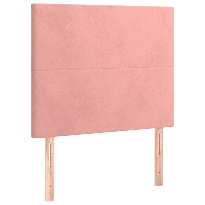 sengeramme med sengegavl 90x200 cm fløjl lyserød