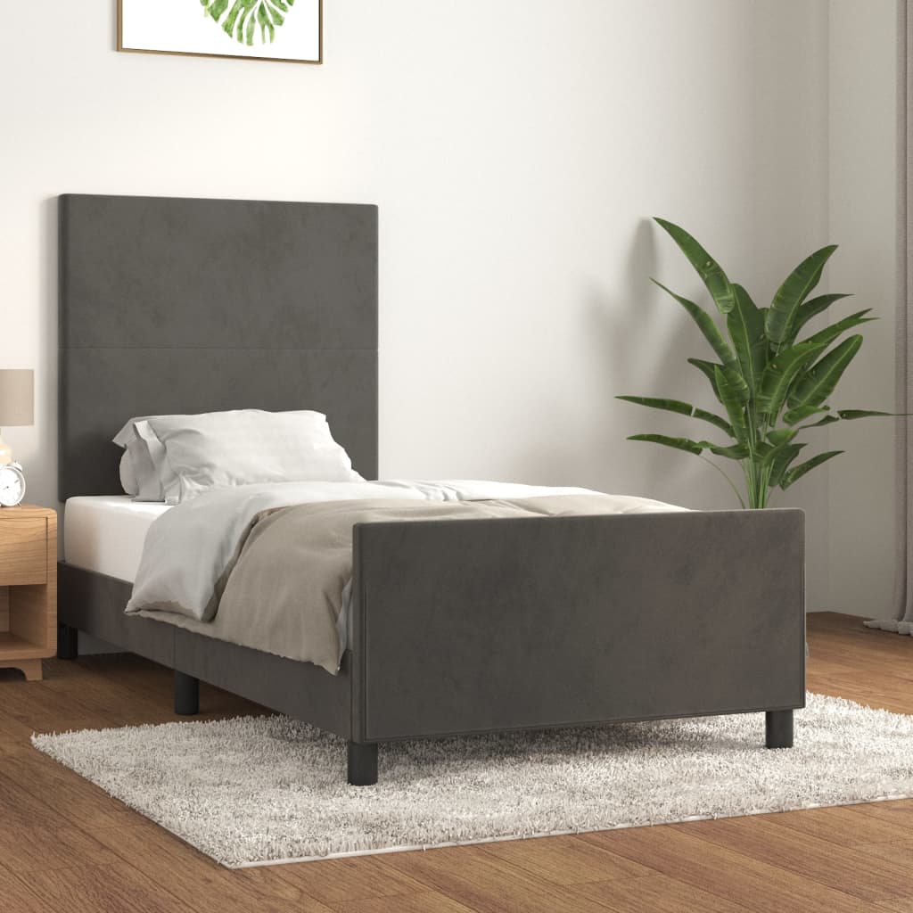 Sengeramme uden madras Mørkegrå 100x200 cm Fløjl