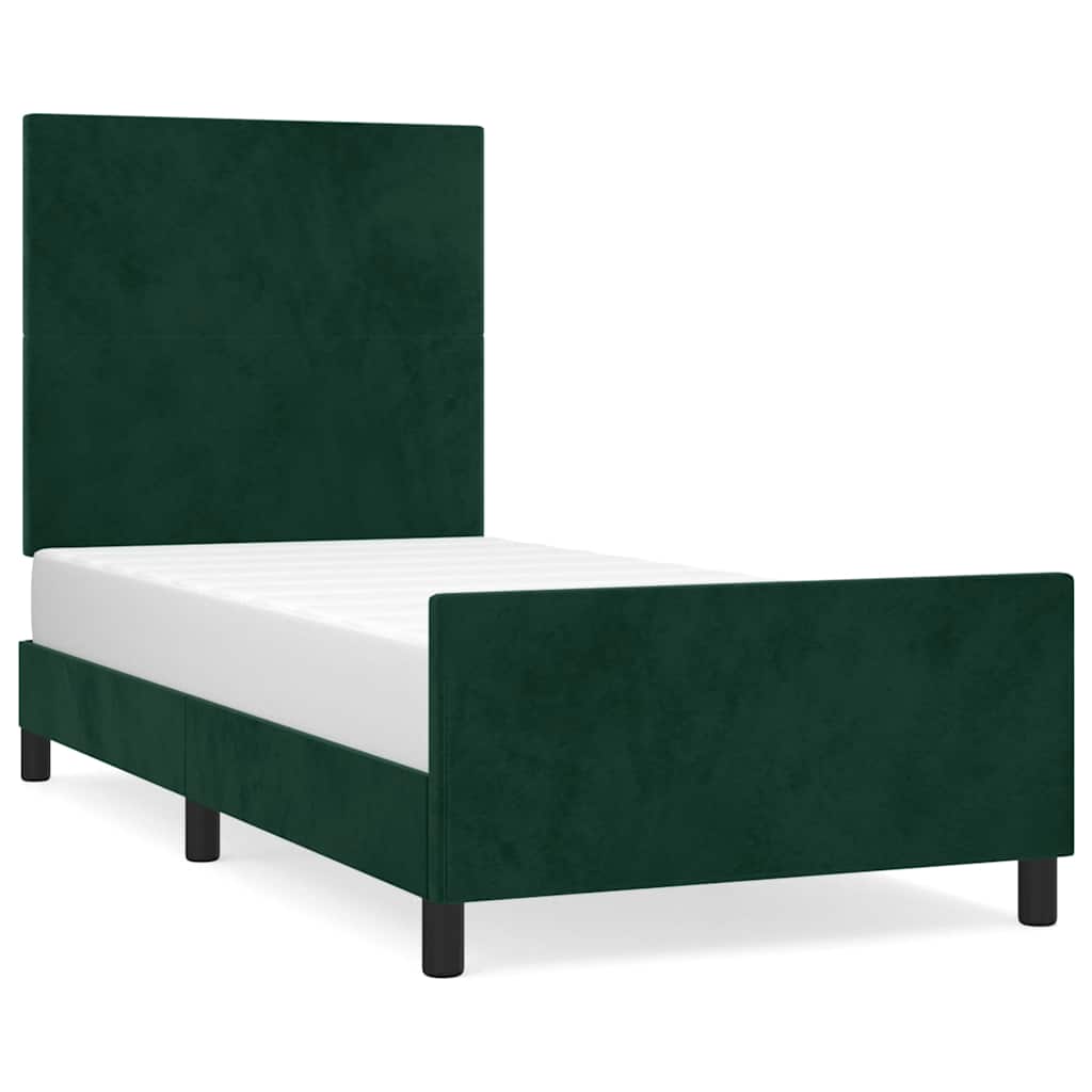 Sengeramme uden madras Mørkegrøn 100x200 cm Fløjl