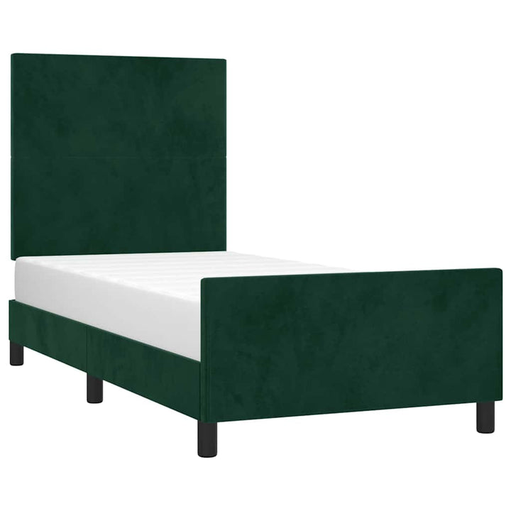 Sengeramme uden madras Mørkegrøn 100x200 cm Fløjl