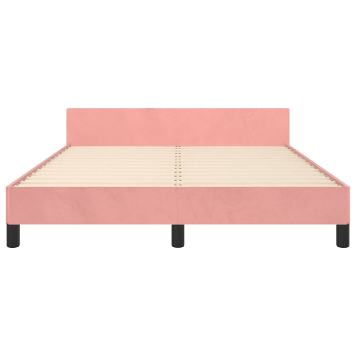 sengeramme med sengegavl 140x190 cm fløjl pink