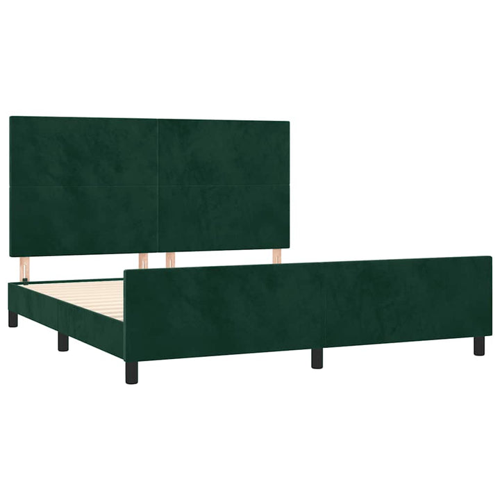 sengeramme med sengegavl 180x200 cm fløjl mørkegrøn