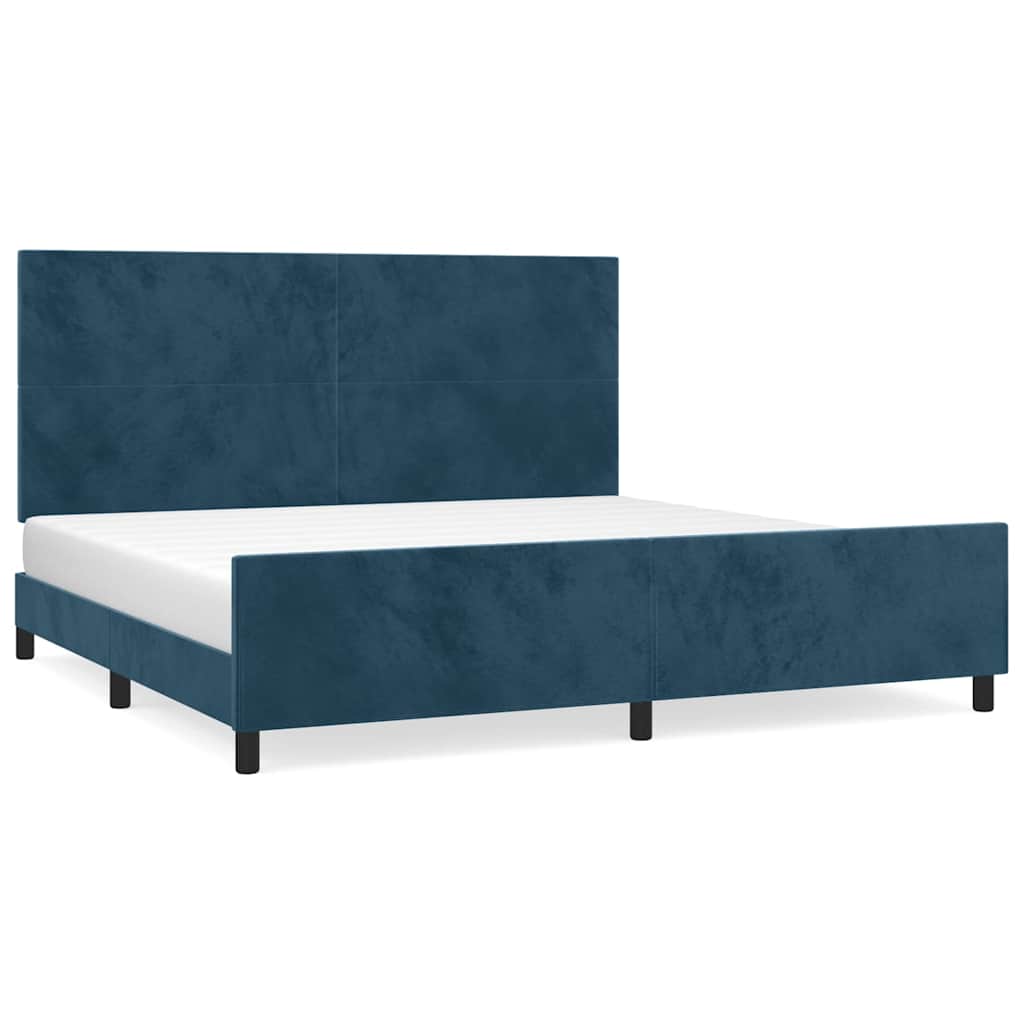 Sengeramme uden madras Mørkeblå 200x200 cm Fløjl