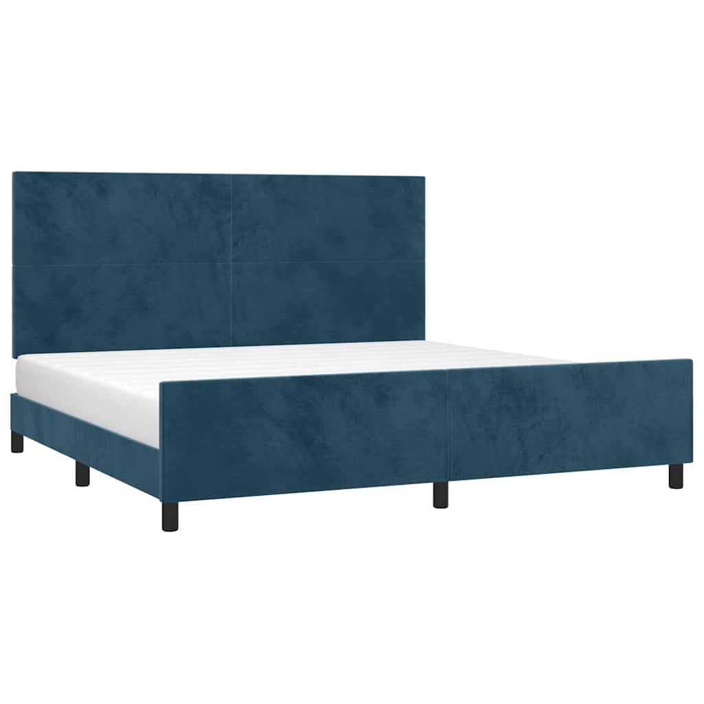 Sengeramme uden madras Mørkeblå 200x200 cm Fløjl