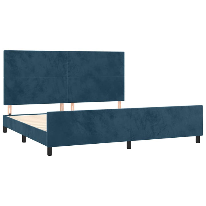 Sengeramme uden madras Mørkeblå 200x200 cm Fløjl