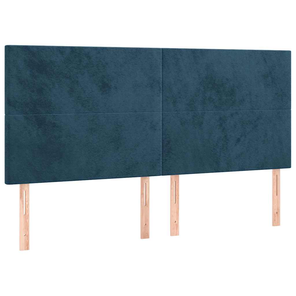 Sengeramme uden madras Mørkeblå 200x200 cm Fløjl