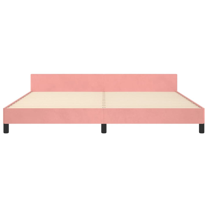 sengeramme med sengegavl 200x200 cm fløjl pink