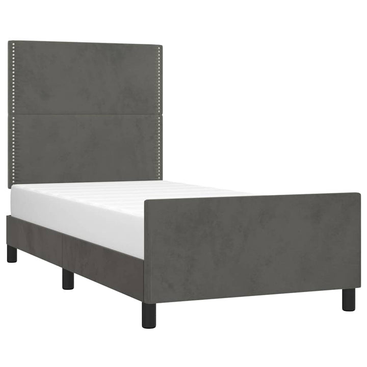Sengeramme uden madras Mørkegrå 90x190 cm Fløjl