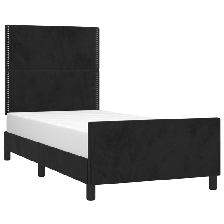 sengeramme med sengegavl 90x190 cm fløjl sort