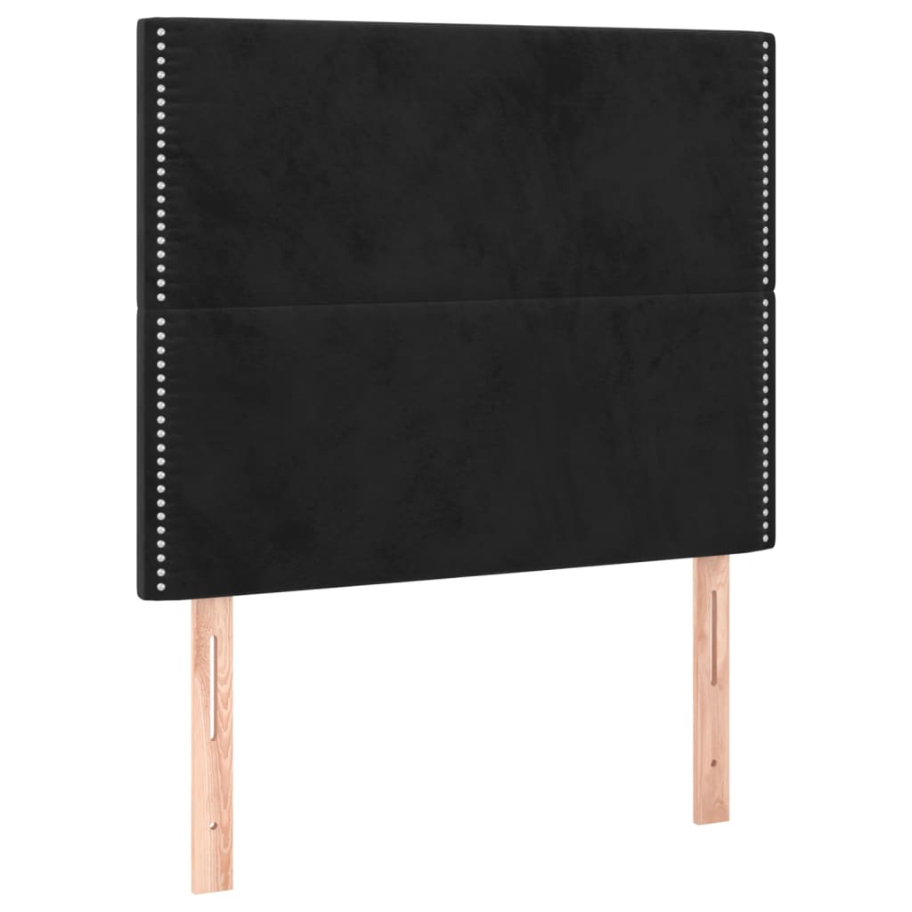 sengeramme med sengegavl 90x190 cm fløjl sort
