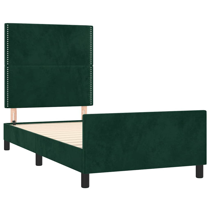 Sengeramme uden madras Mørkegrøn 90x200 cm Fløjl