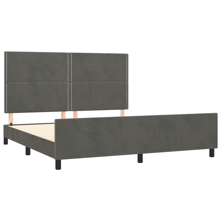 sengeramme med sengegavl 180x200 cm fløjl mørkegrå