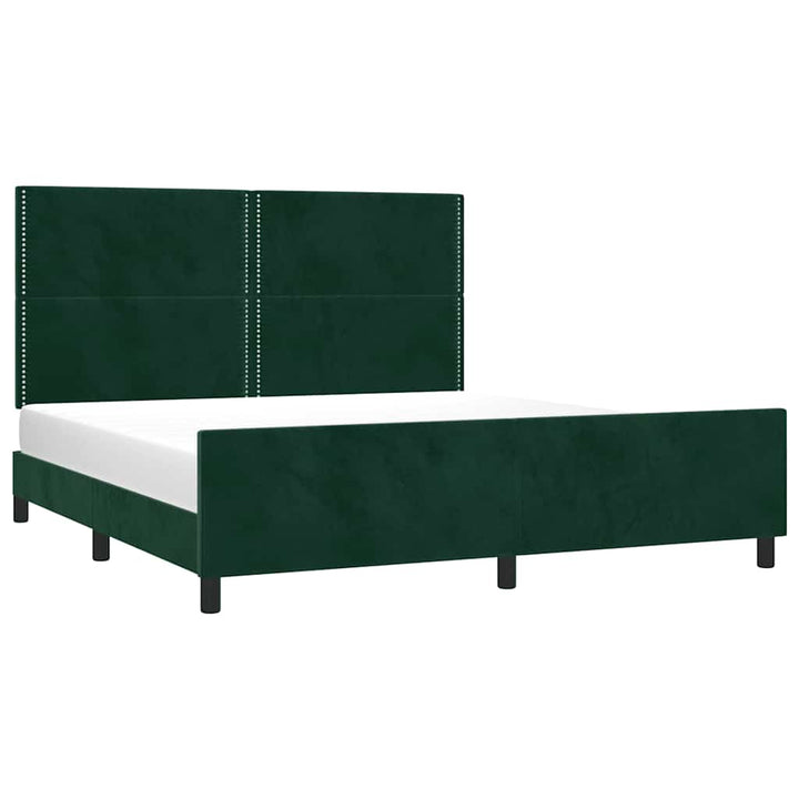 sengeramme med sengegavl 180x200 cm fløjl mørkegrøn
