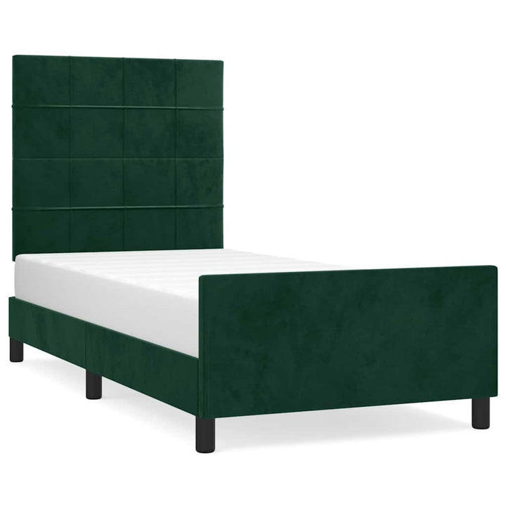 Sengeramme uden madras Mørkegrøn 80x200 cm Fløjl