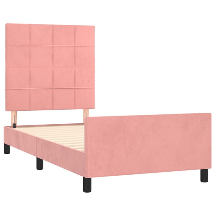 sengeramme med sengegavl 90x200 cm fløjl lyserød