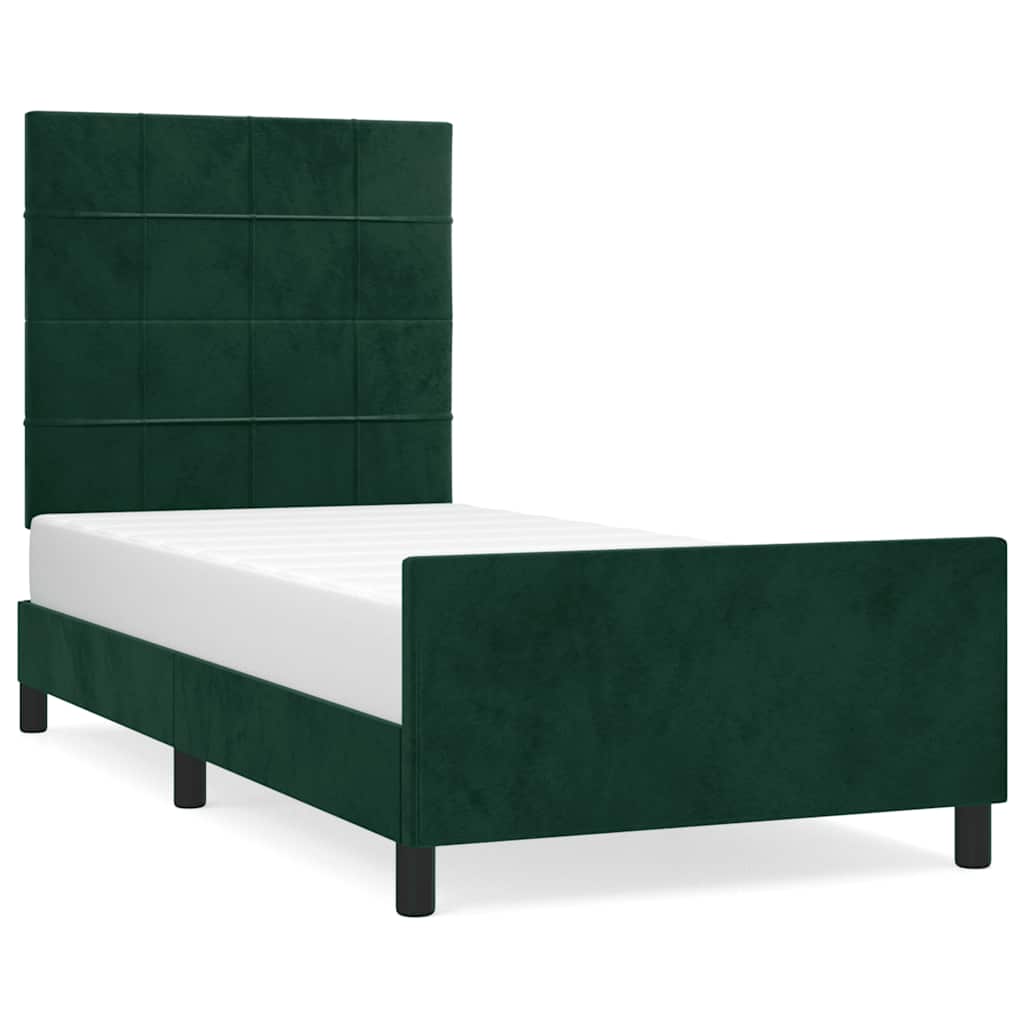 Sengeramme uden madras Mørkegrøn 100x200 cm Fløjl