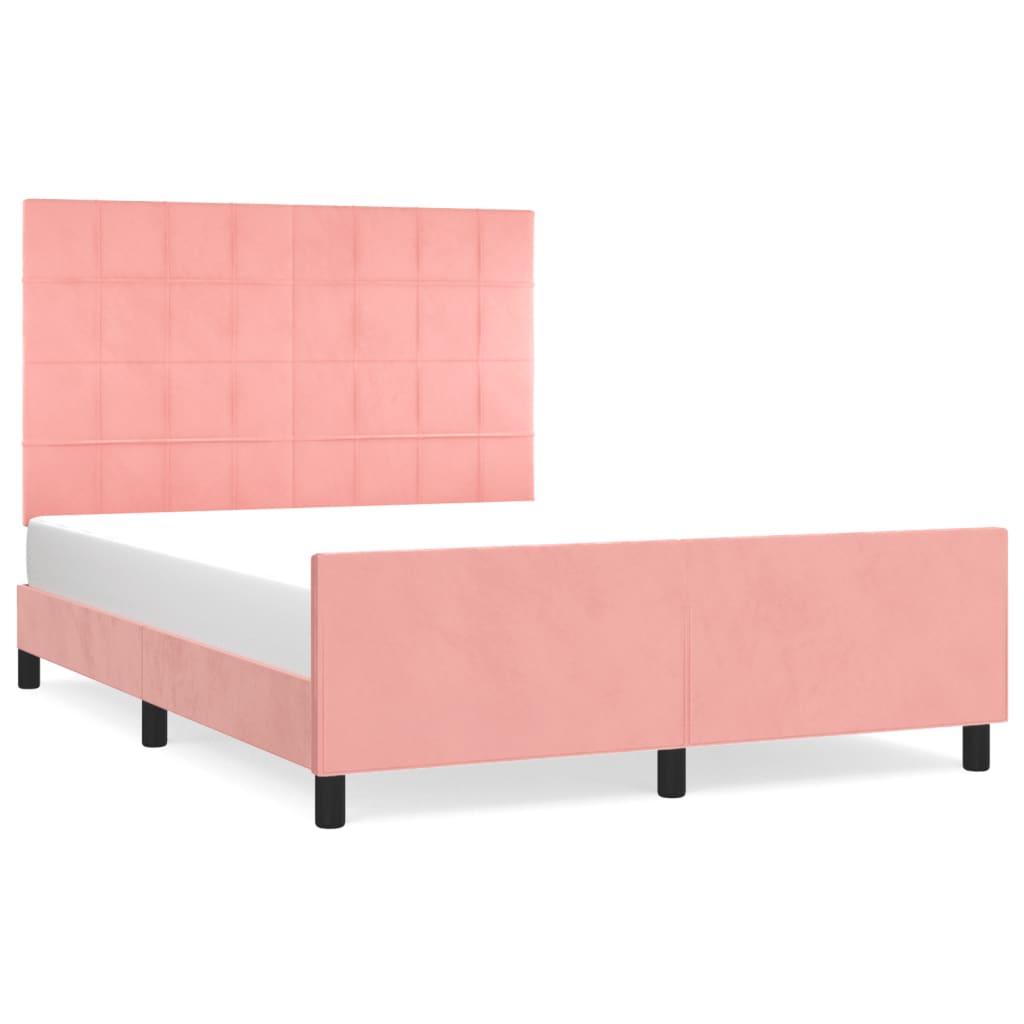 sengeramme med sengegavl 140x190 cm fløjl pink