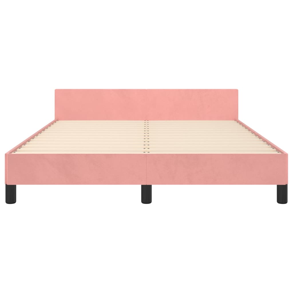 sengeramme med sengegavl 140x190 cm fløjl pink