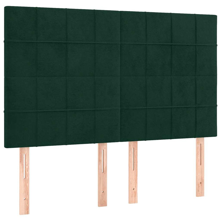 Sengeramme uden madras Mørkegrøn 140x200 cm Fløjl