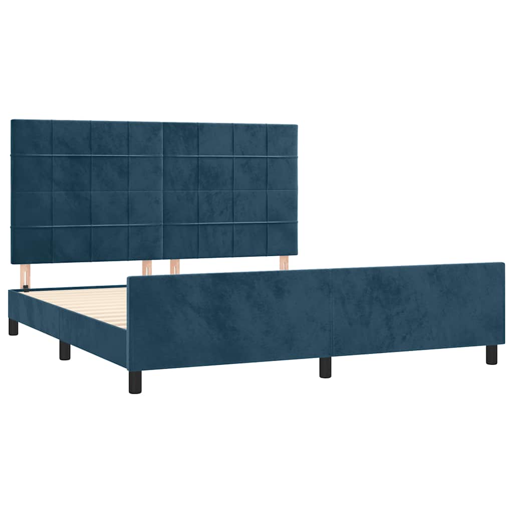 Sengeramme uden madras Mørkeblå 160x200 cm Fløjl
