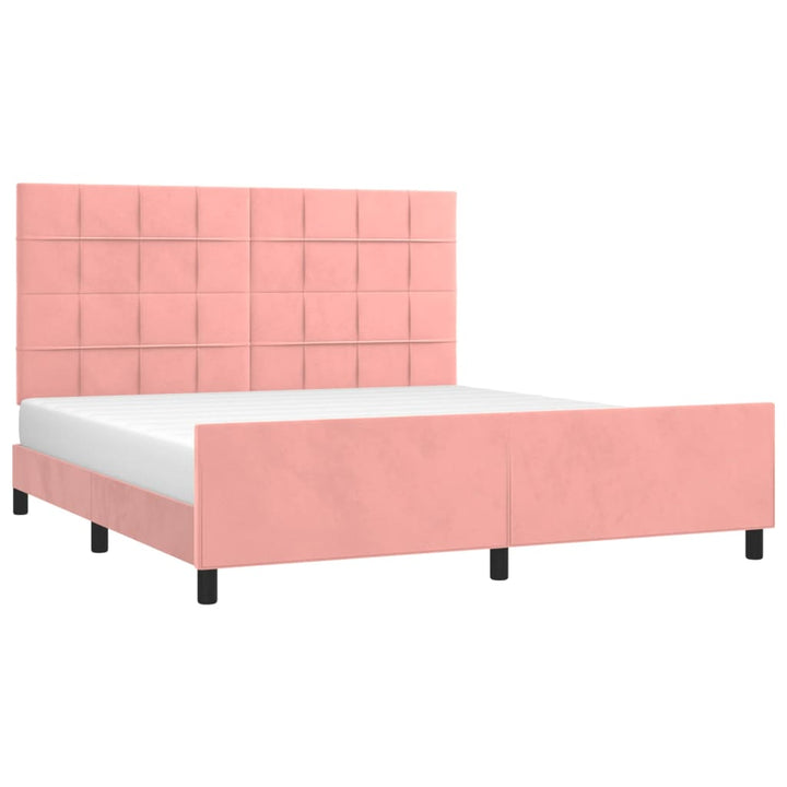 sengeramme med sengegavl 160x200 cm fløjl pink