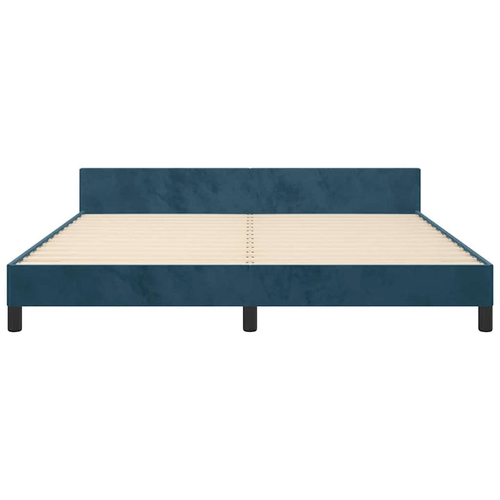 sengeramme med sengegavl 180x200 cm fløjl mørkeblå