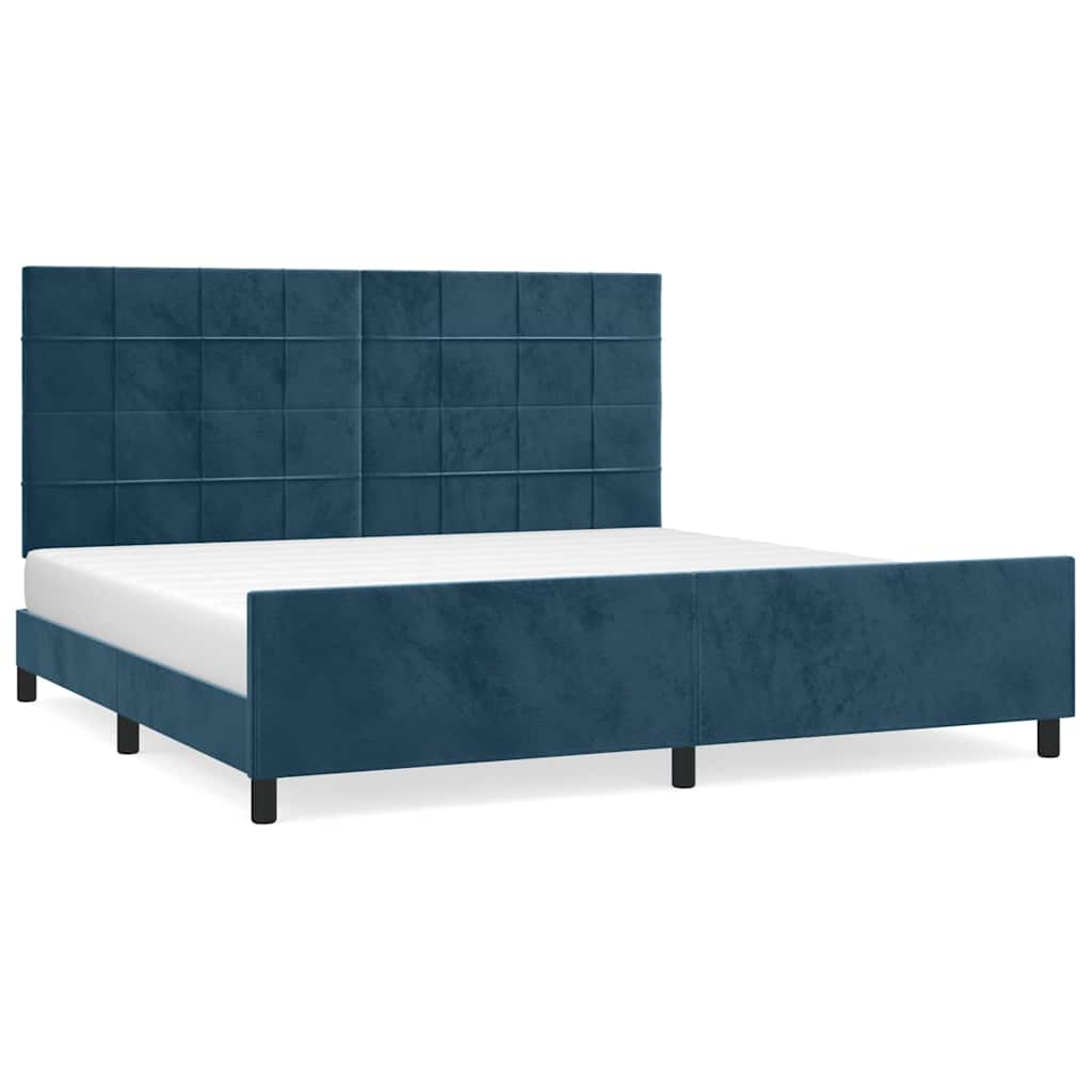 Sengeramme uden madras Mørkeblå 200x200 cm Fløjl
