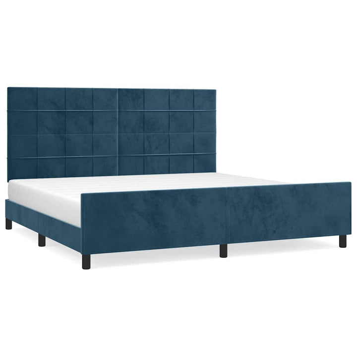 Sengeramme uden madras Mørkeblå 200x200 cm Fløjl