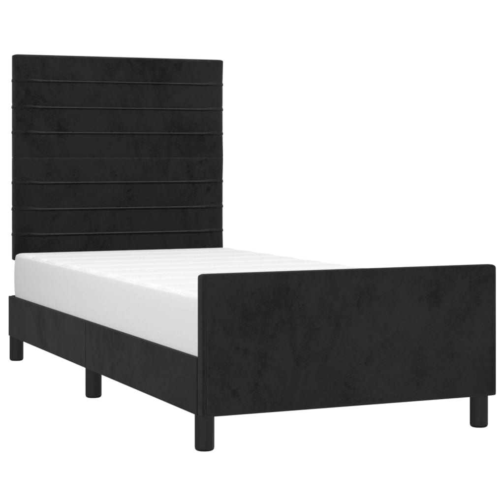 sengeramme med sengegavl 80x200 cm fløjl sort