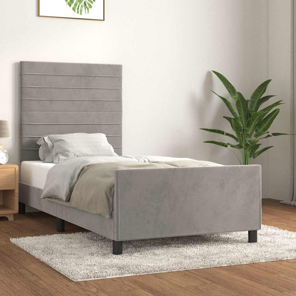 Sengeramme uden madras Lysegrå 100x200 cm Fløjl