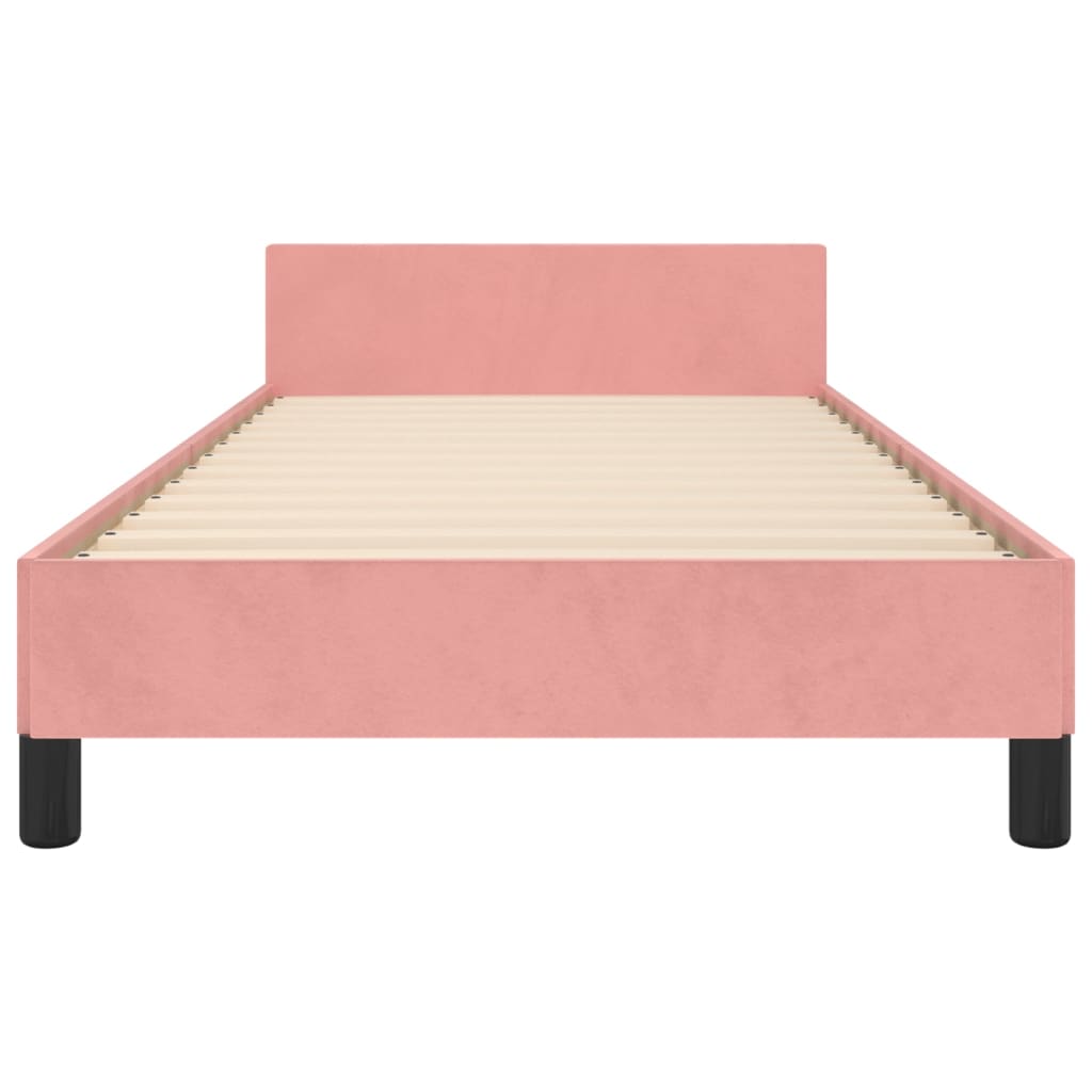 sengeramme med sengegavl 100x200 cm fløjl lyserød