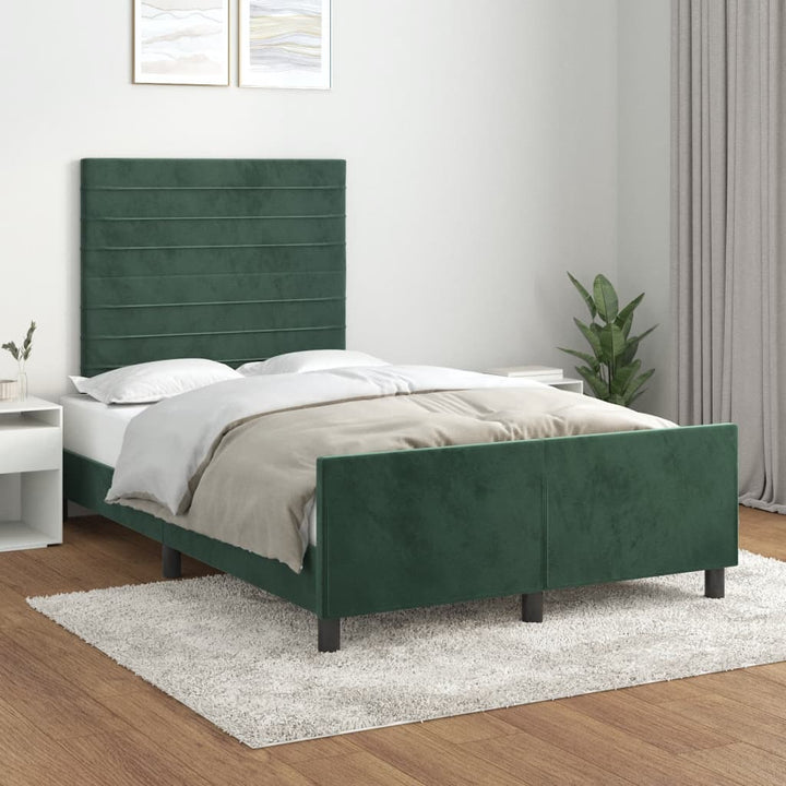 Sengeramme uden madras Mørkegrøn 120x200 cm Fløjl