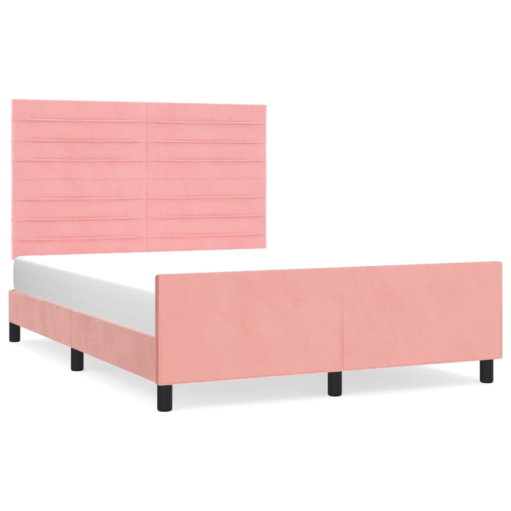 sengeramme med sengegavl 140x190 cm fløjl pink