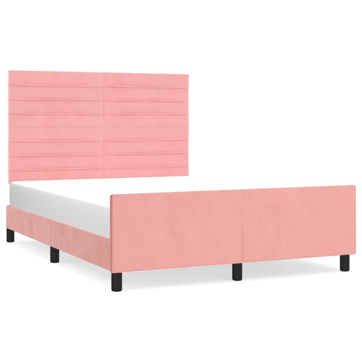 sengeramme med sengegavl 140x190 cm fløjl pink