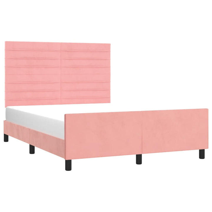 sengeramme med sengegavl 140x190 cm fløjl pink
