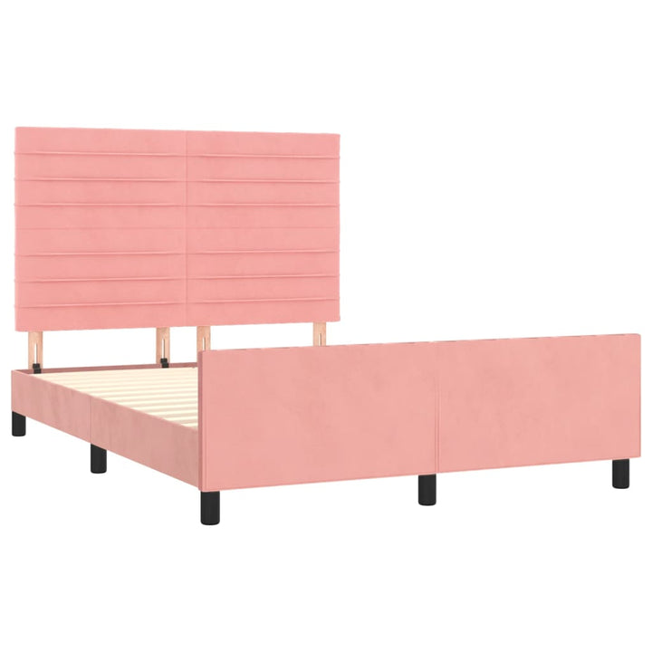 sengeramme med sengegavl 140x190 cm fløjl pink