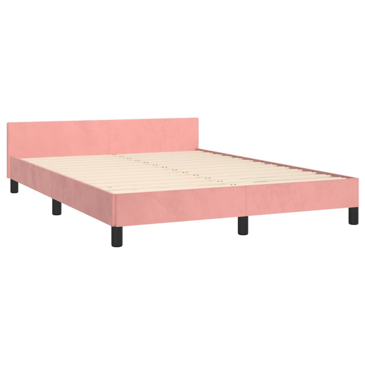 sengeramme med sengegavl 140x190 cm fløjl pink