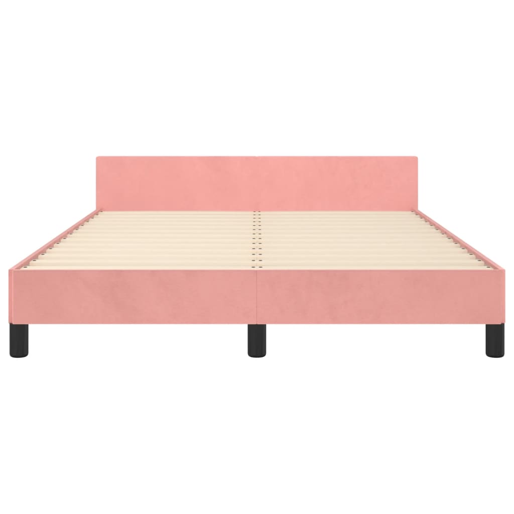 sengeramme med sengegavl 140x190 cm fløjl pink