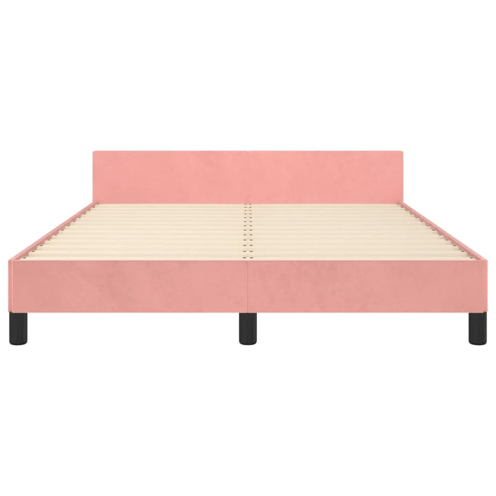 sengeramme med sengegavl 140x190 cm fløjl pink