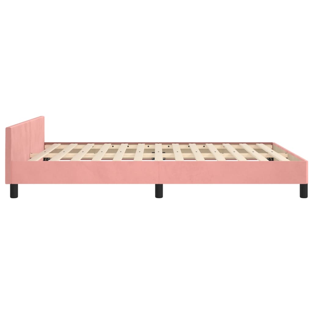 sengeramme med sengegavl 140x190 cm fløjl pink