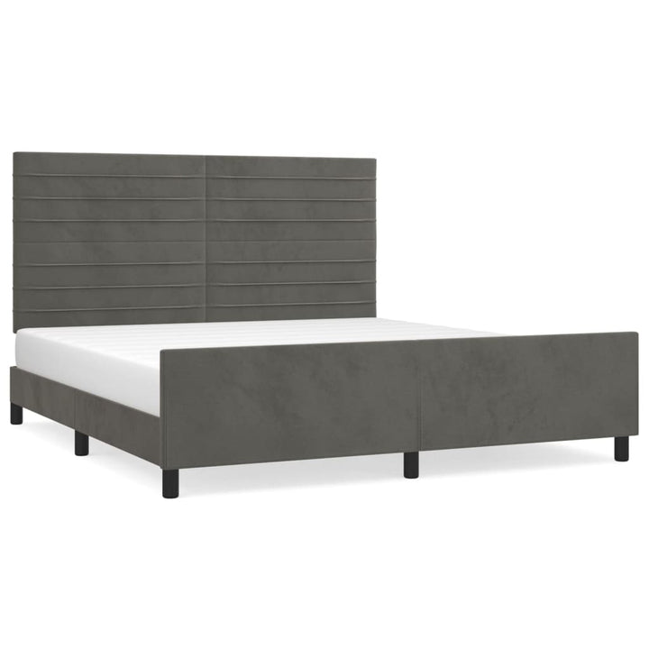 sengeramme med sengegavl 180x200 cm fløjl mørkegrå