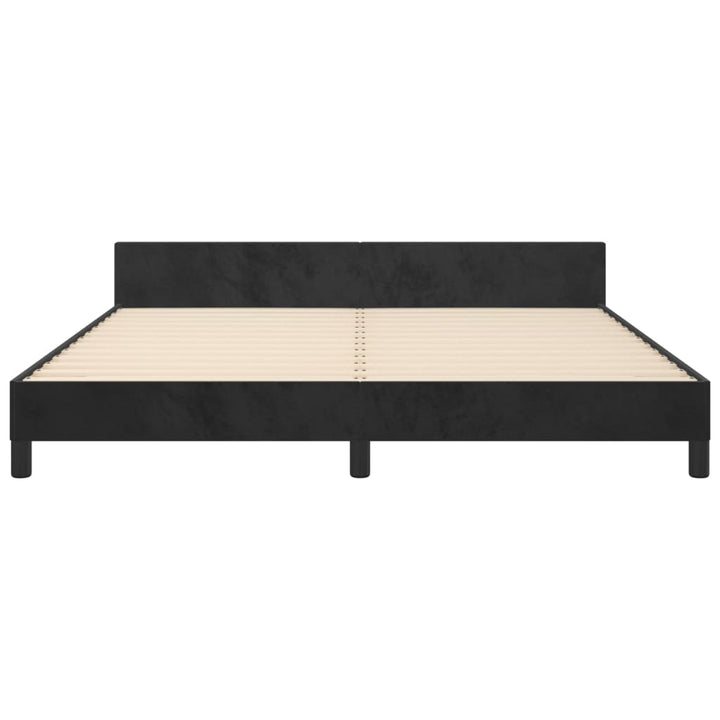sengeramme med sengegavl 180x200 cm fløjl sort