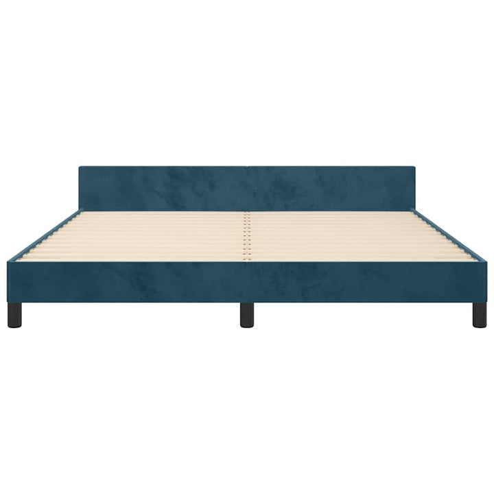 sengeramme med sengegavl 180x200 cm fløjl mørkeblå
