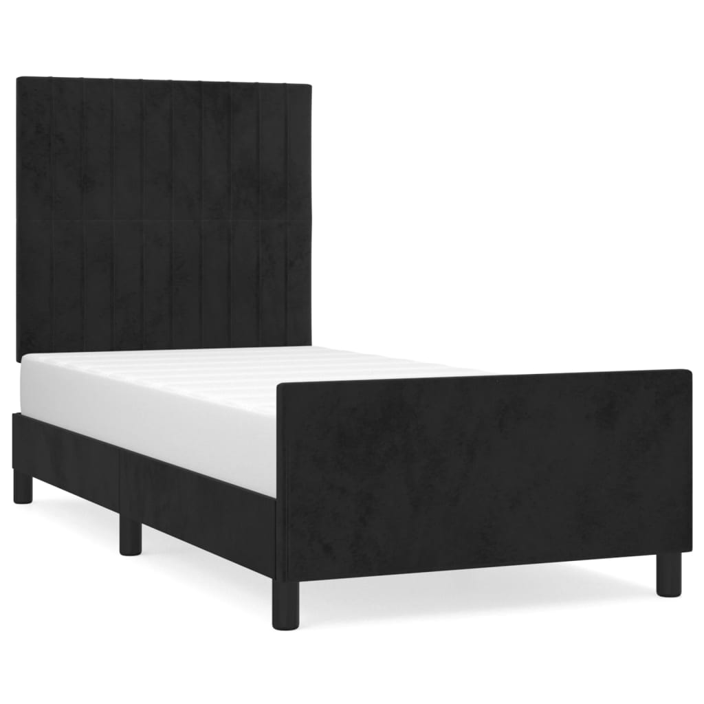sengeramme med sengegavl 80x200 cm fløjl sort
