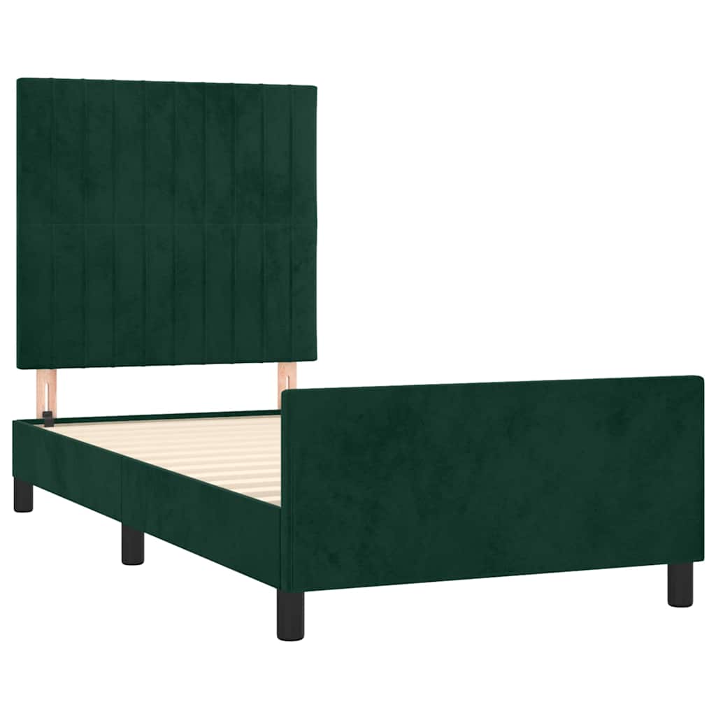 Sengeramme uden madras Mørkegrøn 80x200 cm Fløjl