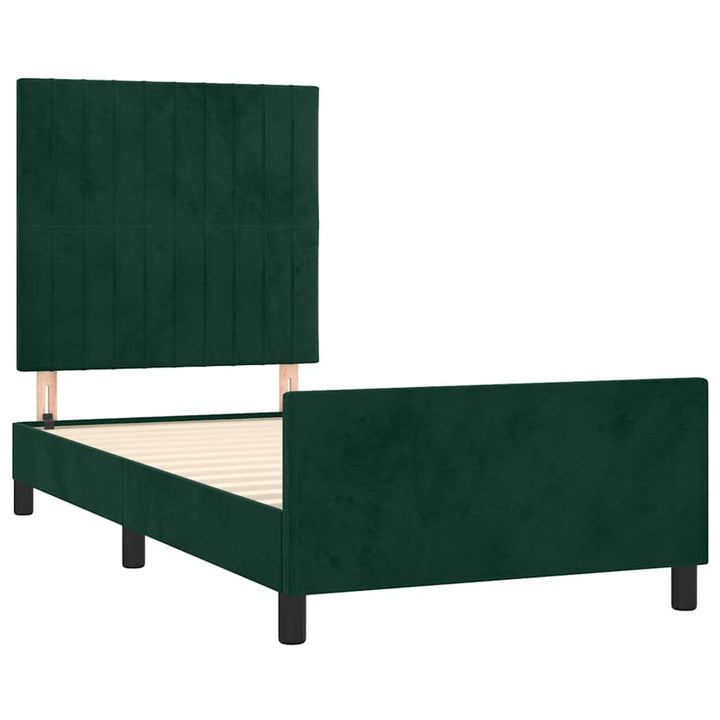 Sengeramme uden madras Mørkegrøn 80x200 cm Fløjl