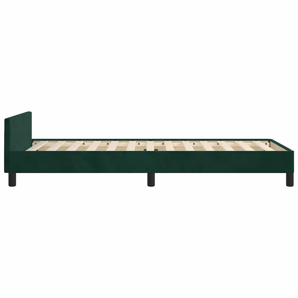 Sengeramme uden madras Mørkegrøn 80x200 cm Fløjl