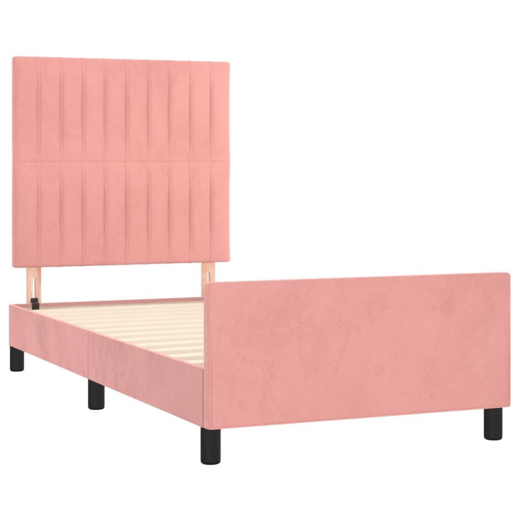 sengeramme med sengegavl 80x200 cm fløjl lyserød