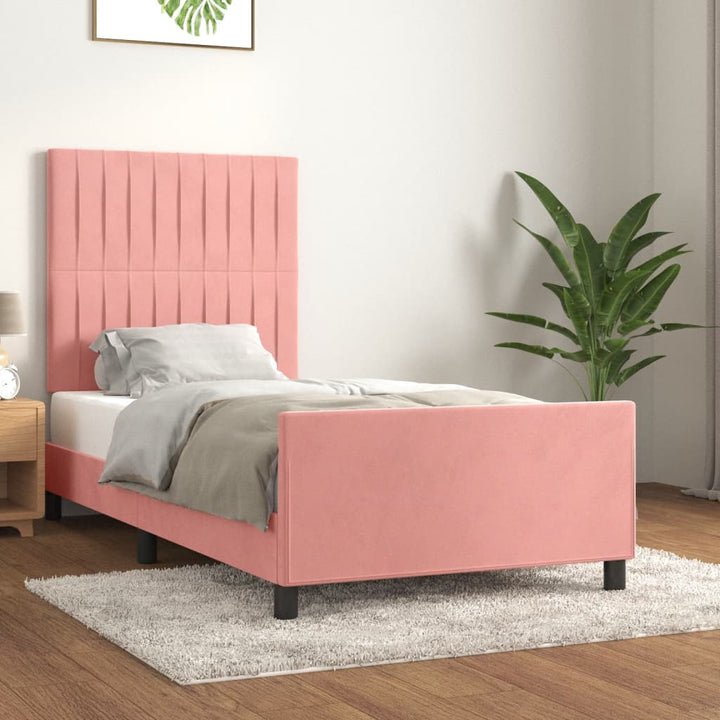 sengeramme med sengegavl 80x200 cm fløjl lyserød