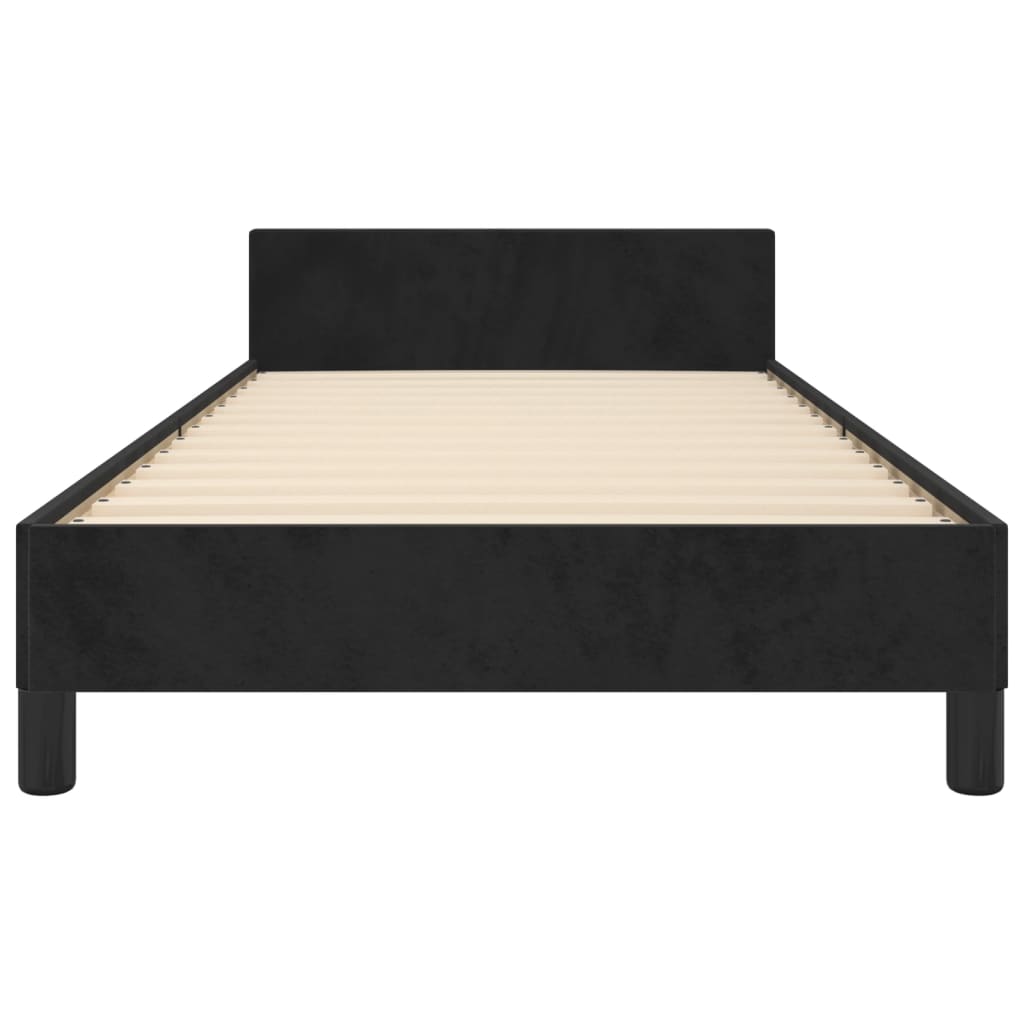 sengeramme med sengegavl 90x200 cm fløjl sort